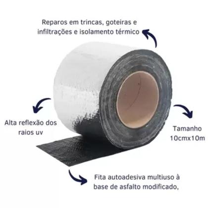 Imagem de Fita Asfáltica Aluminizada Multiuso Veda Tudo 05x10cm Super Fita Adesiva