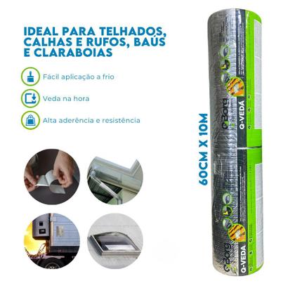 Imagem de Fita Autoadesiva Telhados Aluminizada 60cmX10m Q-borg