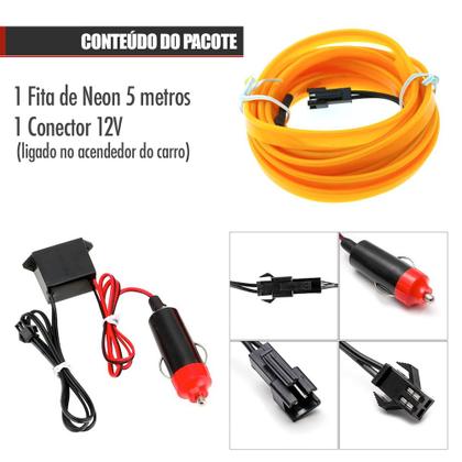 Imagem de Fita Barra Led P/ Painel Amarelo Chevrolet S10 2007 2008 2009 2010 2011 5m Flexível Top