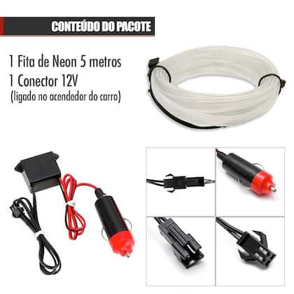 Imagem de Fita Barra Led P/ Painel Azul Gelo Claro Bebê Renault Fluence 2011 2012 2013 5m Metros Flexível Tunning Top