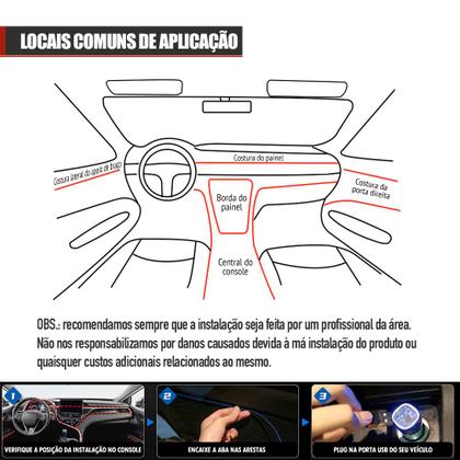 Imagem de Fita Barra Led P/ Painel RGB Fiat Palio G4 2008 2009 2010 2011 2012 Interna Luz Ambiente Muda Troca Cor Tomada Conector USB