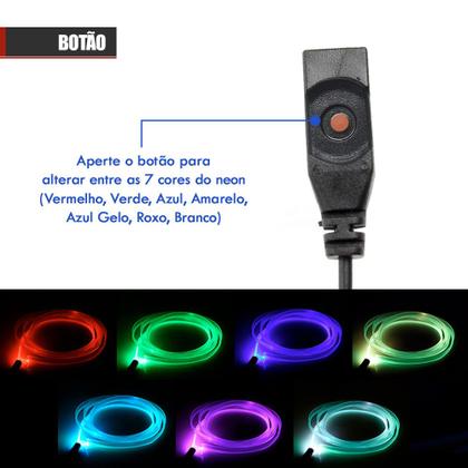 Imagem de Fita Barra Led P/ Painel RGB Fiat Strada 1999 2000 2001 2002 2003 5m Metros Flexível Tunning Top 5m Metros Troca Cor Tomada Conector USB