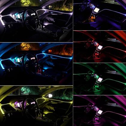 Imagem de Fita Barra Led P/ Painel RGB Golf 2006 2007 2008 2009 2010 5m Metros Flexível Tunning Top 5m Metros Troca Cor Tomada Conector USB