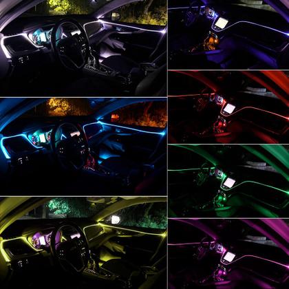 Imagem de Fita Barra Led P/ Painel RGB Hyundai Santa Fé 2010 2011 2012 2013 5m Metros Flexível Tunning Top 5m Metros Troca Cor Tomada Conector USB