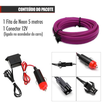 Imagem de Fita Barra Led P/ Painel Roxo BMW 120i 2011 2012 2013 2014 2015 2016 5m Metros Flexível Tunning Top