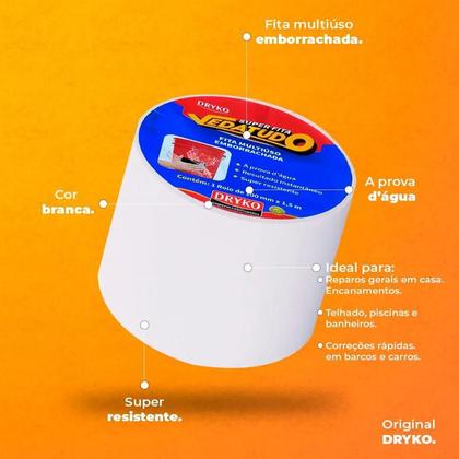 Imagem de Fita Cola Tudo Emborrachada Multiuso a Prova D'agua 1,5 mt