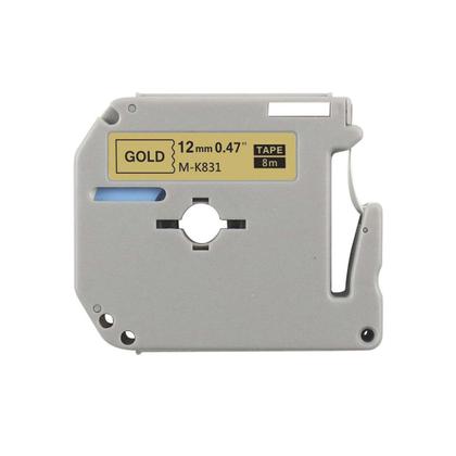 Imagem de Fita Compativel Para Brother Rotuladora M-K831T 12mm Dourado