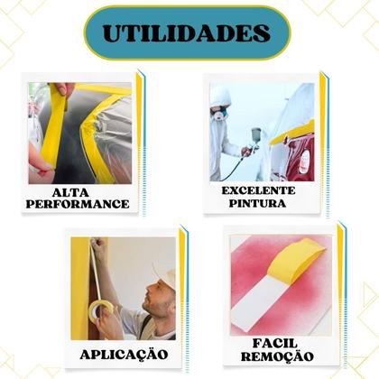 Imagem de Fita crepe automotiva 18mm x 40m kit 64 rolos