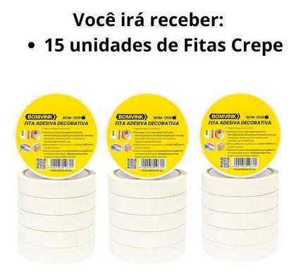 Imagem de Fita Crepe Para Pintura Sem Resíduos 24mm X 30m - 15 Rolos