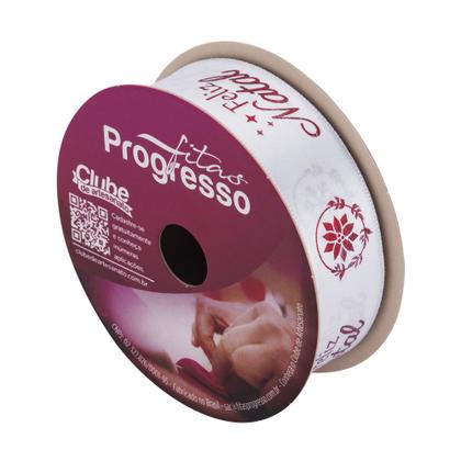 Fita de Cetim ECF005H - 22mm x 10 metros - Cor 871 - Feliz Natal - 1 unidade - Progresso Imagem de Fita de Cetim ECF005H - 22mm x 10 metros - Cor 871 - Feliz Natal - 1 unidade