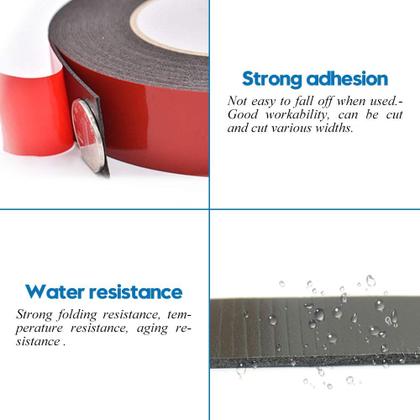 Imagem de Fita de espuma TolanBBT de dupla face de 6 cm x 10 m, pacote com 2 unidades, preta