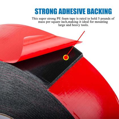 Imagem de Fita de espuma TolanBBT de dupla face de 6 cm x 10 m, pacote com 2 unidades, preta