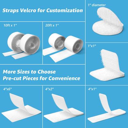 Imagem de Fita de gancho e laço Art3d 40 conjuntos de 4 x 6 cm branca frente e verso