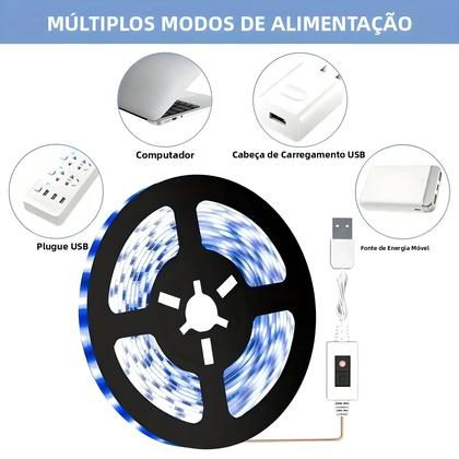 Imagem de Fita De LED Branca Quente Com 60 LEDs/metro USB 5V Com Sensor De Indução Portátil Para Quarto, Casa,