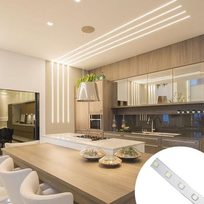 Imagem de Fita de LED Iluminaçao Branco Frio Decoraçao Sanca Teto Gesso Rebaixado Luz Casa Comercio