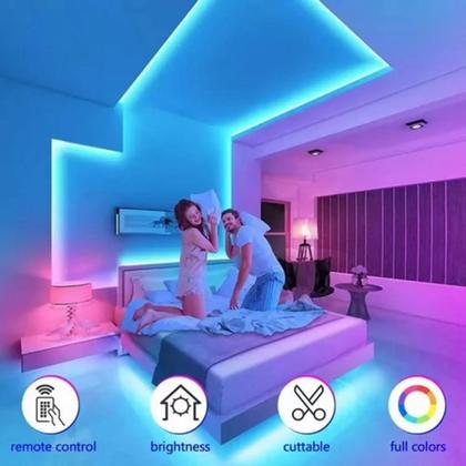Imagem de Fita De Led Rgb a prova dagua 5050 15 Metros Para Decoração Com Fonte 5amp