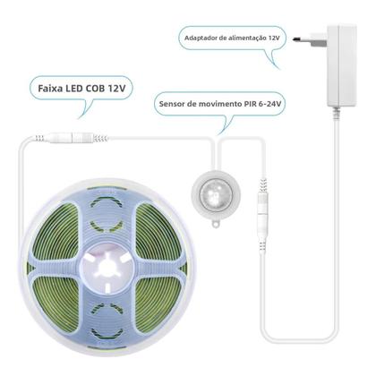 Imagem de Fita De Luz LED COB Inteligente 220V 110V Para DC 12V, Lâmpada Flexível Com Sensor De Movimento Para
