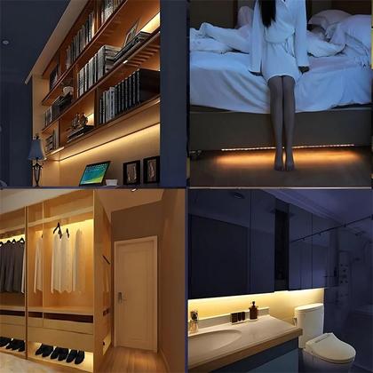 Imagem de Fita De Luz LED Com Sensor De Movimento 1M-5M Operada Por Bateria Para Armário, Balcão, Cama,