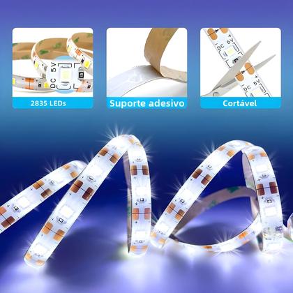 Imagem de Fita De Luz LED Com Sensor De Movimento 1M-5M Operada Por Bateria Para Armário, Balcão, Cama,
