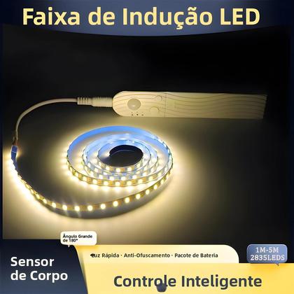 Imagem de Fita De Luz LED Com Sensor De Movimento 1M-5M Operada Por Bateria Para Armário, Balcão, Cama,