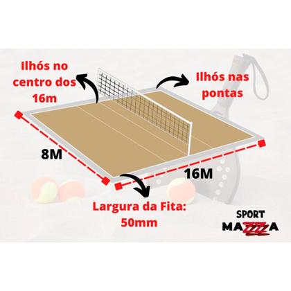 Imagem de Fita De Marcação Com Reforço Vôlei Beach Tennis Quadra 8x16 PRETO