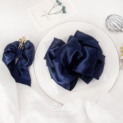 Imagem de Fita decorativa com fio de cetim azul marinho de 6,35 cm com fio de 20 jardas