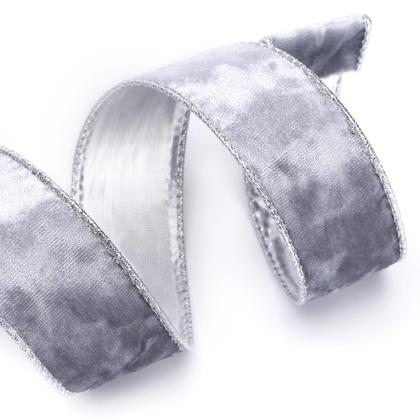 Imagem de Fita decorativa Ribbli Velvet com fio 3,8 cm x 9,1 m prata