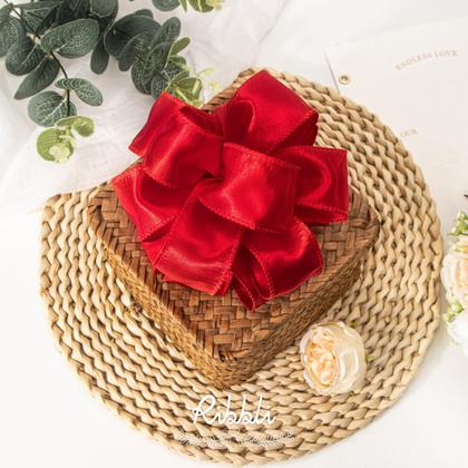 Imagem de Fita decorativa Rolo de cetim vermelho com fio de 3,8 cm e 18,3 mm