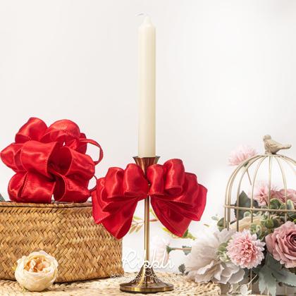 Imagem de Fita decorativa Rolo de cetim vermelho com fio de 3,8 cm e 18,3 mm