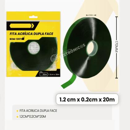 Imagem de Fita Dupla Face 12mm X 20m Fixa Extra Forte Silicone Incolor Excelente Adesão BOM1307