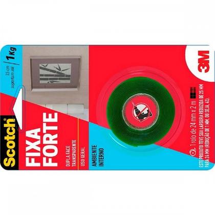 Imagem de Fita Dupla Face 3M Fixa Forte Transparente 24Mm X 2M
