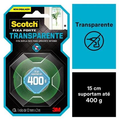Imagem de Fita Dupla Face 3M Scotch Fixa Forte Transparente - 12 mm x 2 m