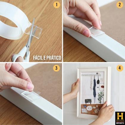 Imagem de Fita Dupla Face Extra Forte Transparente Lavável Reutilizável Auto Colante 3 Metros