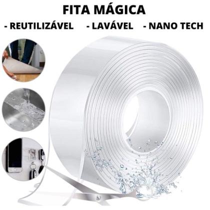 Imagem de Fita Dupla Face Extra Forte Transparente NanoGel Silicone Mágica Adesiva Cola na Parede Móvel Porta