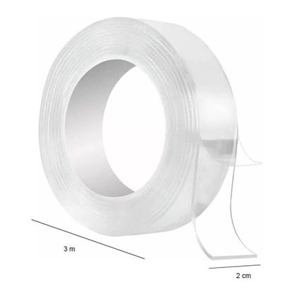 Imagem de Fita Dupla Face Nano Adesiva Mágica Fixa Extra Forte Lavável Transparente 3 Metros