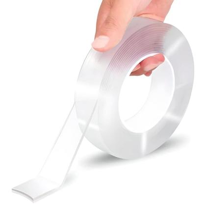Imagem de Fita Dupla Face Nano Adesiva Mágica Fixa Extra Forte Lavável Transparente 3 Metros
