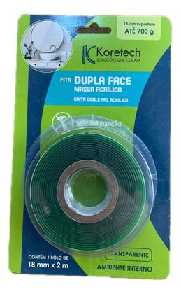 Imagem de Fita Dupla Face TRANSPARENTE 18mm x 2m KORETECH - 200847