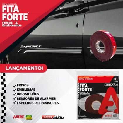 Imagem de Fita Forte Dupla Face Automotiva Adere 9MM X 3M PRA Fixação de Frisos Emblemas