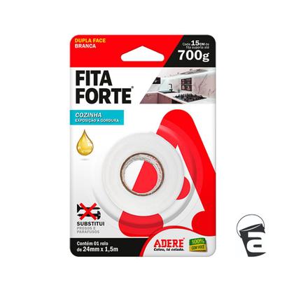 Imagem de FITA FORTE DUPLA FACE BRANCA ÁREAS GORDUROSAS 24x1,5 ADERE