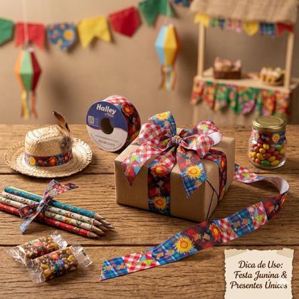 Imagem de Fita Gorgurão Festa Junina Fogueira Balão 38mm X 9,14m Laço Arraiá São João Customização