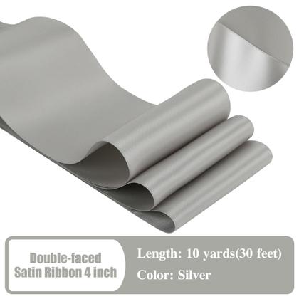 Imagem de Fita HUIHUANG Silver de cetim dupla face de 10 m para artesanato