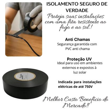 Imagem de Fita Isolante Anti Chama com Proteção UV para Ambientes Internos e Externos 19MM x 10 Metros