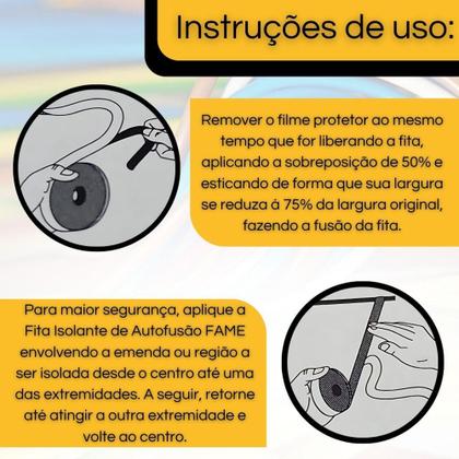 Imagem de Fita Isolante Autofusão Antichamas 10 Metros Uso Geral - fame