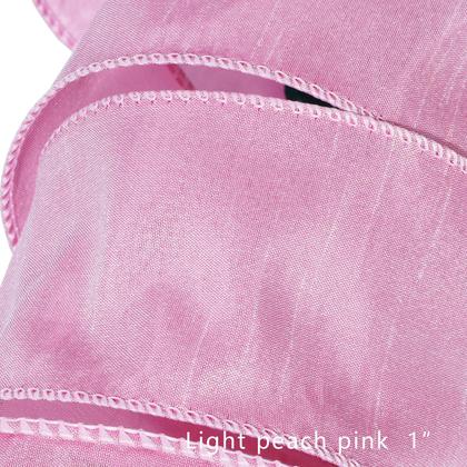 Imagem de Fita LaRibbons Dupioni com fio de 2,5 cm x 9 m rosa pêssego claro