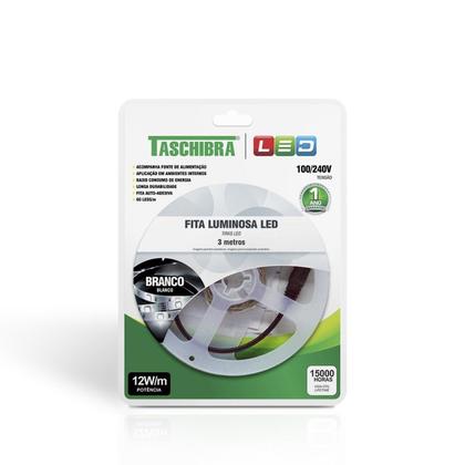 Imagem de Fita LED 12W 60 LEDs/Metro 3 Metros 12v Bivolt IP20 6500K Taschibra