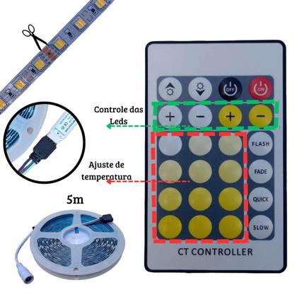 Imagem de Fita Led 5025 Luz Fria, Quente E Neutra 5M De 12V E Controle