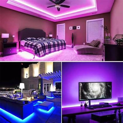 Imagem de Fita LED 5050 RGB 16 Cores 5M Ritmo Musical Bluetooth Controle APP IP44 TB5049