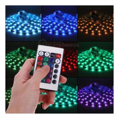 Imagem de Fita LED 5050 RGB 16 Cores 5M Ritmo Musical Bluetooth Controle APP IP44 TB5049