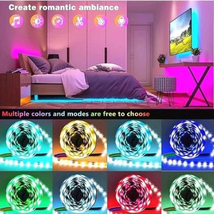 Imagem de Fita LED 5050 RGB 16 Cores 5M Ritmo Musical Bluetooth Controle APP IP44 TB5049