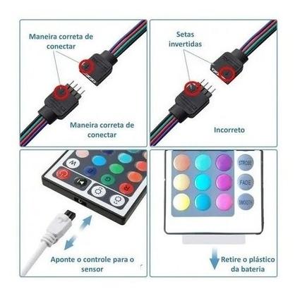 Imagem de Fita Led 5m RGB corida 3528 + Controle e Driver Iluminação Decoração Quarto e Sala